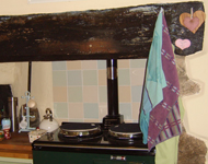 Wooden beams to be restored.