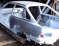 Car body after sandblasting.