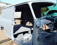 Transit van after sandblasting.